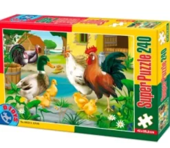 Animaux de la ferme : poule, coq, canard, poussins et dindons