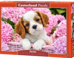 Chiot en Fleurs Roses