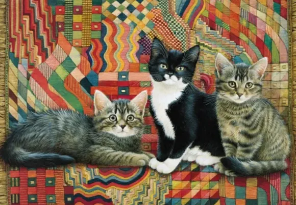Christie, Posky and Zelly on a Deco rug