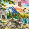 Famille de loups et Aigles