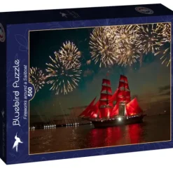 Fireworks around a Sailboat