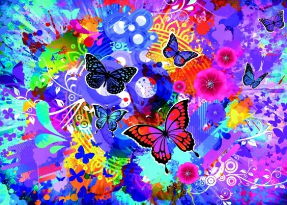 Fleurs et Papillons Colorés