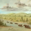 George Catlin : L'expedition de La Salle En entrant dans le Mississippi à Canoës le 6 février 1682,