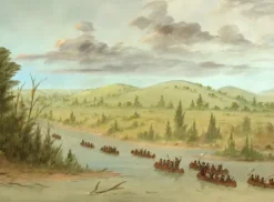 George Catlin : L'expedition de La Salle En entrant dans le Mississippi à Canoës le 6 février 1682,