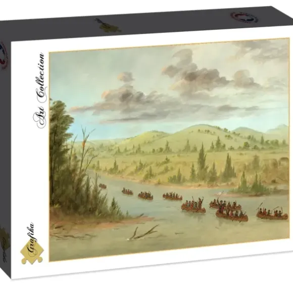 George Catlin : L'expedition de La Salle En entrant dans le Mississippi à Canoës le 6 février 1682,