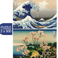Hokusai - 2 Puzzles - L'Art d'Hokusai : La Grande Vague de Kanagawa - Shinagawa sur Le Tokaido