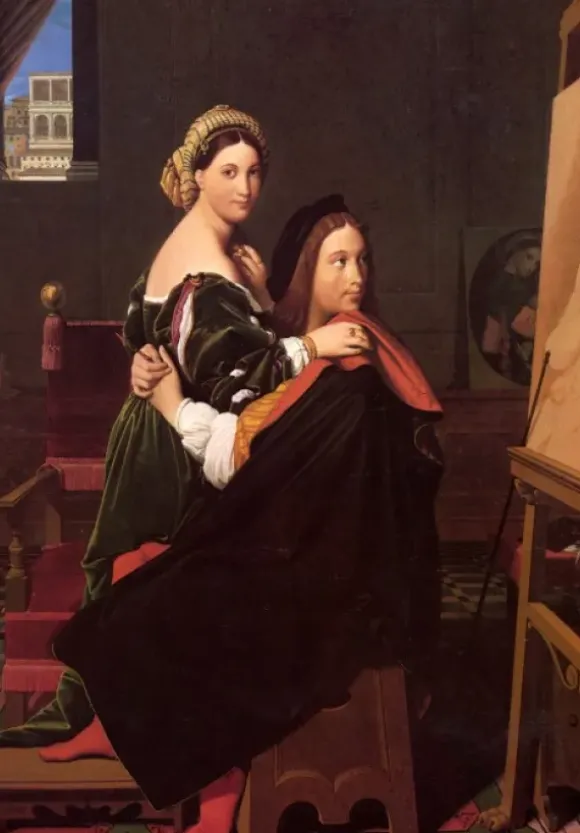 Ingres Jean-Auguste-Dominique - Jean-Auguste-Dominique Ingres : Raphaël et la Fornarina, 1814