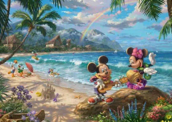 Kinkade Thomas - Mickey et Minnie sur Hawaii