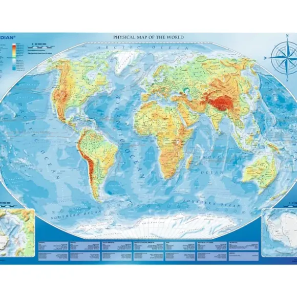 Large Physical Map of the World