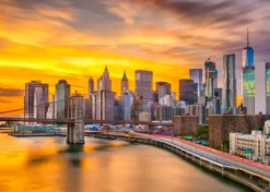 L'horizon de la Ville de New York au Crépuscule