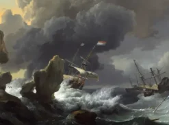 Ludolf Backhuysen : Ships in Distress off a Rocky Coast, 1667