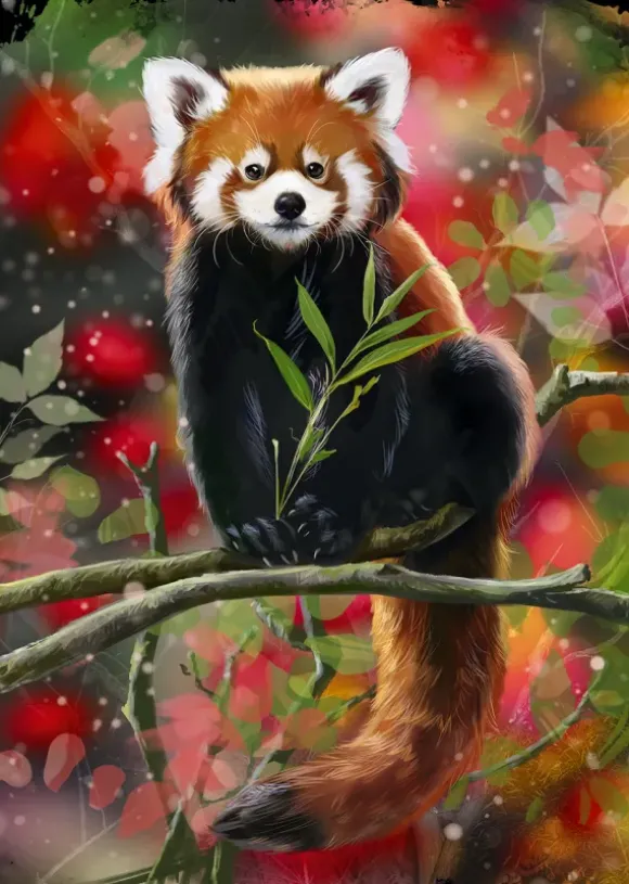 Panda Roux Assis sur une Branche