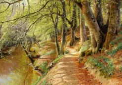 Peder Mørk Mønsted - A Spring Day in the Woods with Fresh-Blown Beeches and Anemones in the Forest B