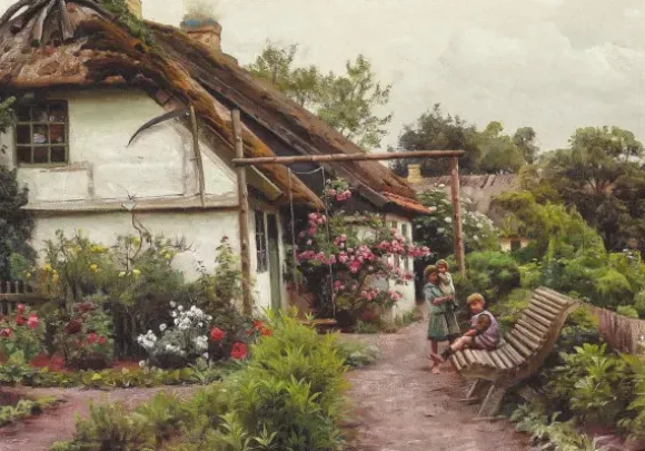 Peder Mørk Mønsted - Children in the Flower Garden