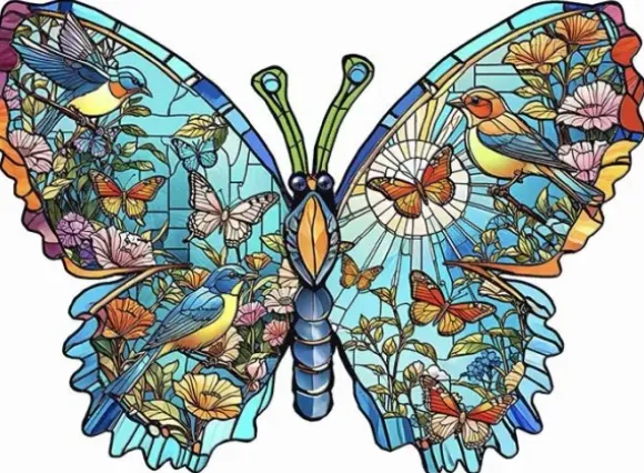 Pièces XXL - Oiseaux. Fleurs Et Papillons