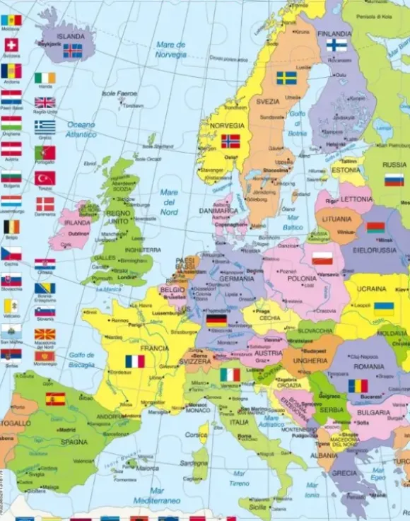 Puzzle Cadre - Carte Politique de l'Europe (Italien)