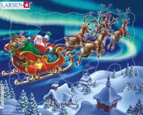 Puzzle Cadre - Le Père Noël dans les Lumières Nordiques