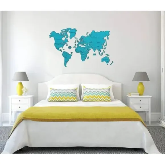 Puzzle en Bois - Carte du Monde XXL (Cyan)
