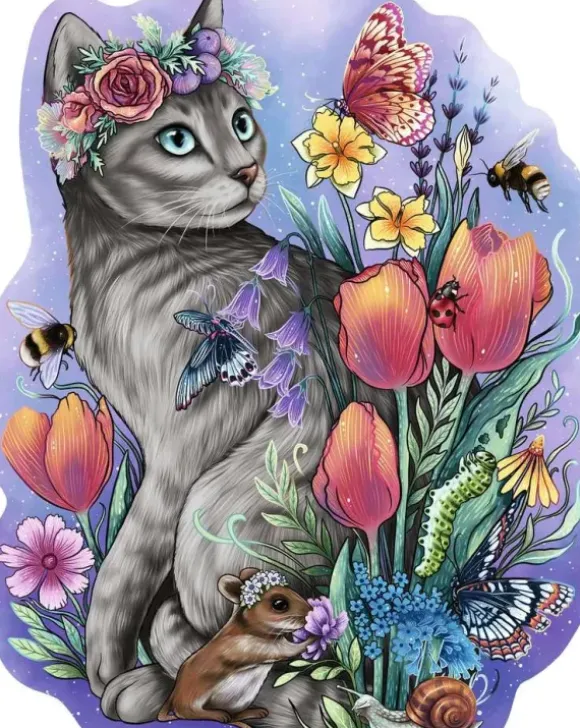 Puzzle en Bois - Chat Printanier