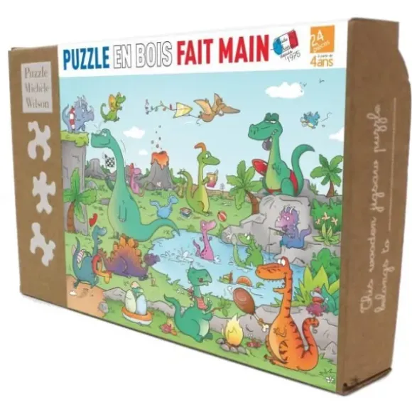 Puzzle en Bois Découpé à la Main - Cacouault - Dinosaures