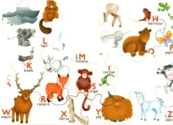 Puzzle en Bois Découpé à la Main - L'Alphabet Des Animaux