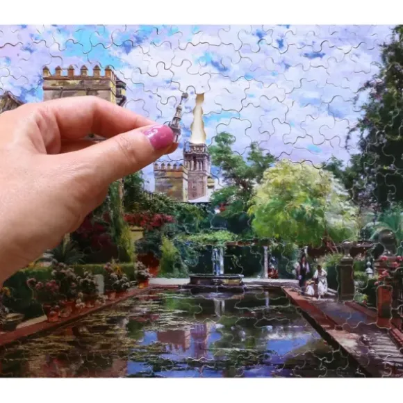 Puzzle en Bois Découpé à la Main - Manuel Garcia Y Rodriguez - Le Bassin D'Alcazar