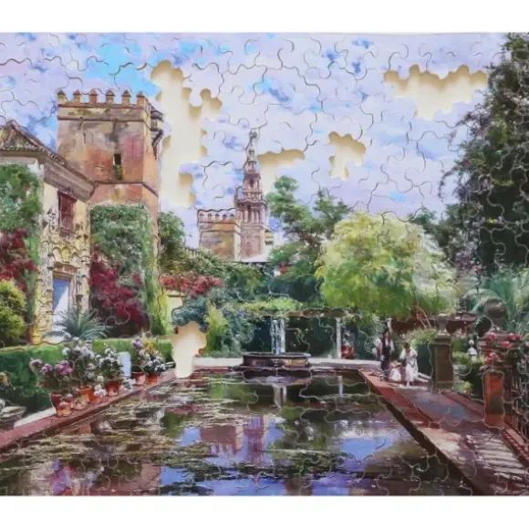 Puzzle en Bois Découpé à la Main - Manuel Garcia Y Rodriguez - Le Bassin D'Alcazar