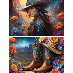 2 Puzzles - Cowgirl and Boots - Far West Collection