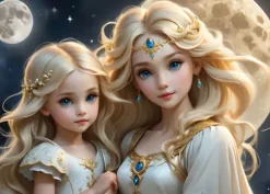 2 Puzzles - La Lune et le Soleil - Collection Mère et Fille