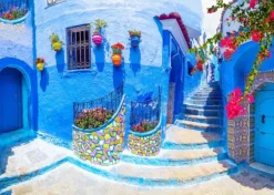 Rue Turquoise à Chefchaouen, Maroc