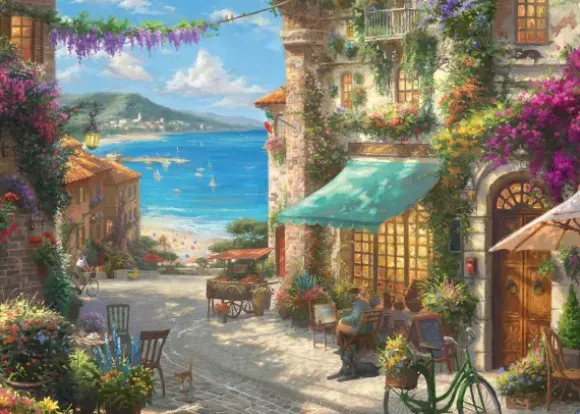 Thomas Kinkade - Café sur la Côte Italienne